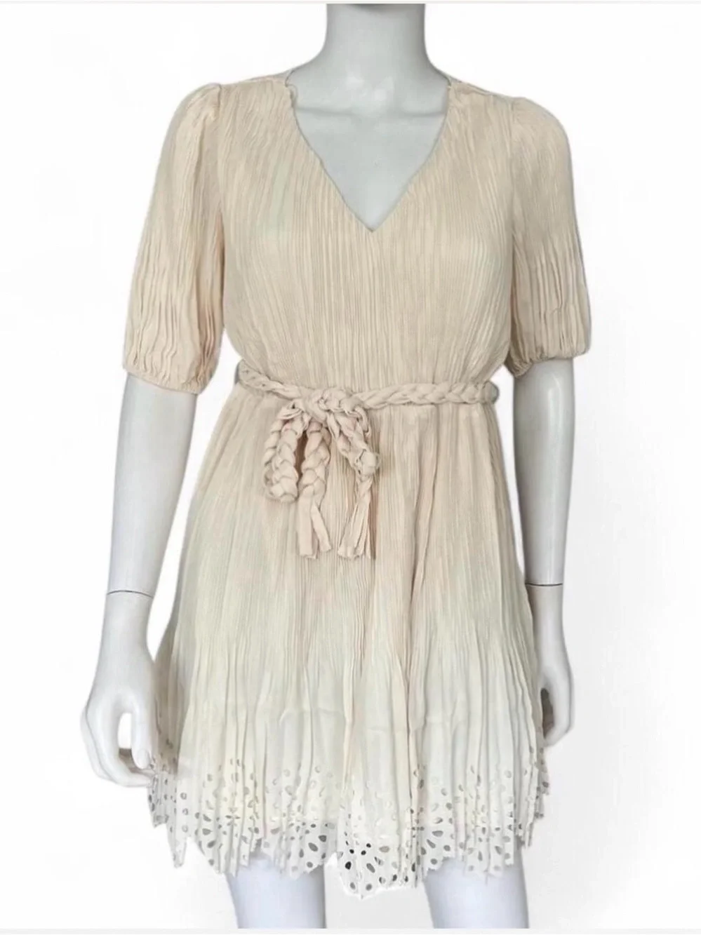 LENA  ribbed/pleated detailing mini dress size S L - Picture 5 of 7